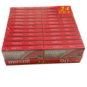 Vtg Maxell UR 90 Audio Cassette Tape 24 Pack Brick 1990s-2000s Factory Sealed